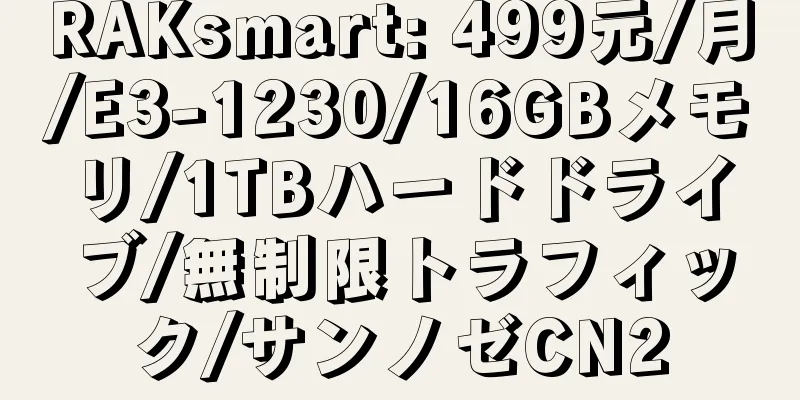 RAKsmart: 499元/月/E3-1230/16GBメモリ/1TBハードドライブ/無制限トラフィック/サンノゼCN2