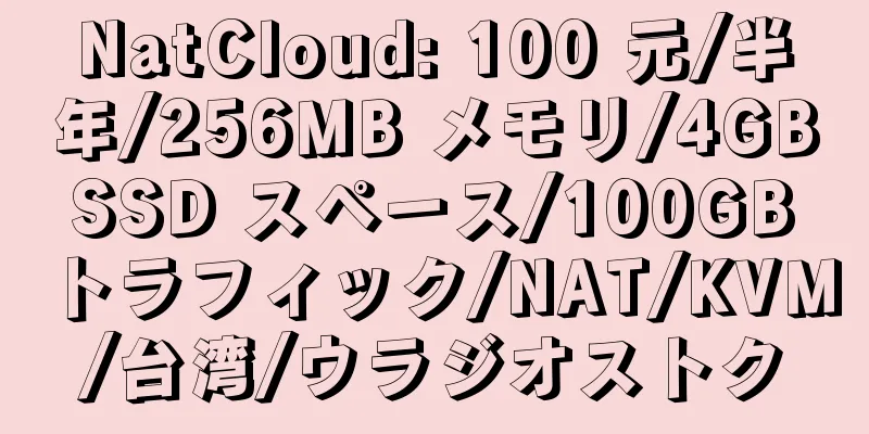 NatCloud: 100 元/半年/256MB メモリ/4GB SSD スペース/100GB トラフィック/NAT/KVM/台湾/ウラジオストク