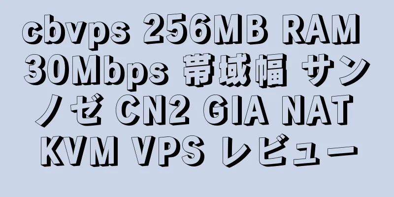 cbvps 256MB RAM 30Mbps 帯域幅 サンノゼ CN2 GIA NAT KVM VPS レビュー