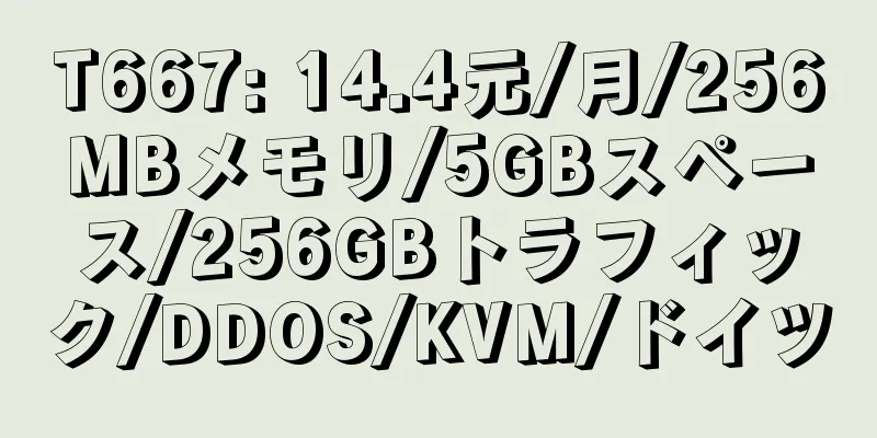 T667: 14.4元/月/256MBメモリ/5GBスペース/256GBトラフィック/DDOS/KVM/ドイツ