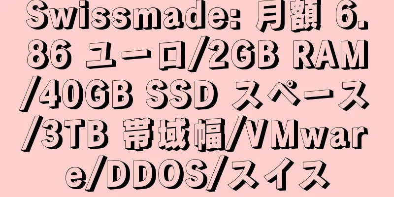 Swissmade: 月額 6.86 ユーロ/2GB RAM/40GB SSD スペース/3TB 帯域幅/VMware/DDOS/スイス