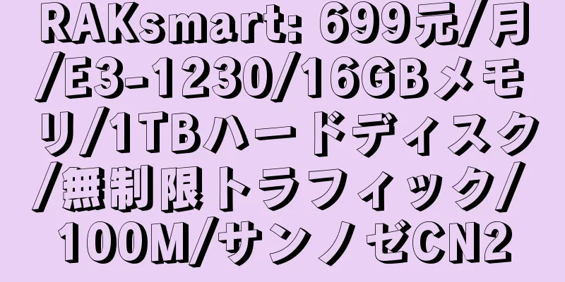 RAKsmart: 699元/月/E3-1230/16GBメモリ/1TBハードディスク/無制限トラフィック/100M/サンノゼCN2