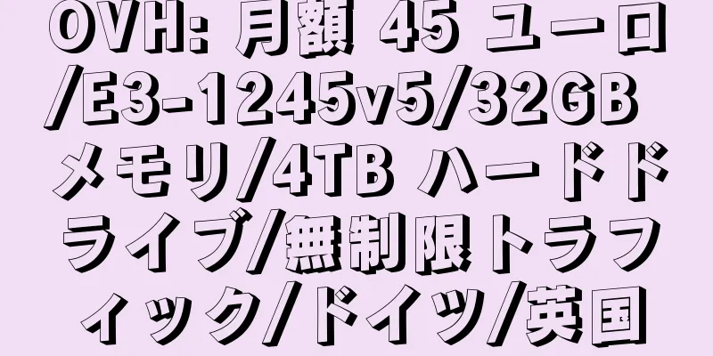 OVH: 月額 45 ユーロ/E3-1245v5/32GB メモリ/4TB ハードドライブ/無制限トラフィック/ドイツ/英国