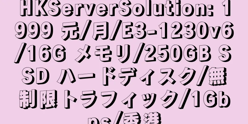 HKServerSolution: 1999 元/月/E3-1230v6/16G メモリ/250GB SSD ハードディスク/無制限トラフィック/1Gbps/香港