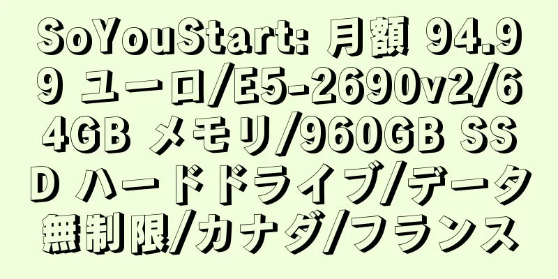 SoYouStart: 月額 94.99 ユーロ/E5-2690v2/64GB メモリ/960GB SSD ハードドライブ/データ無制限/カナダ/フランス