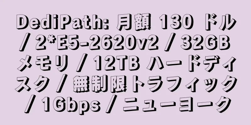 DediPath: 月額 130 ドル / 2*E5-2620v2 / 32GB メモリ / 12TB ハードディスク / 無制限トラフィック / 1Gbps / ニューヨーク