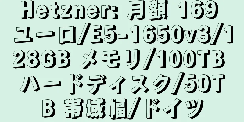 Hetzner: 月額 169 ユーロ/E5-1650v3/128GB メモリ/100TB ハードディスク/50TB 帯域幅/ドイツ