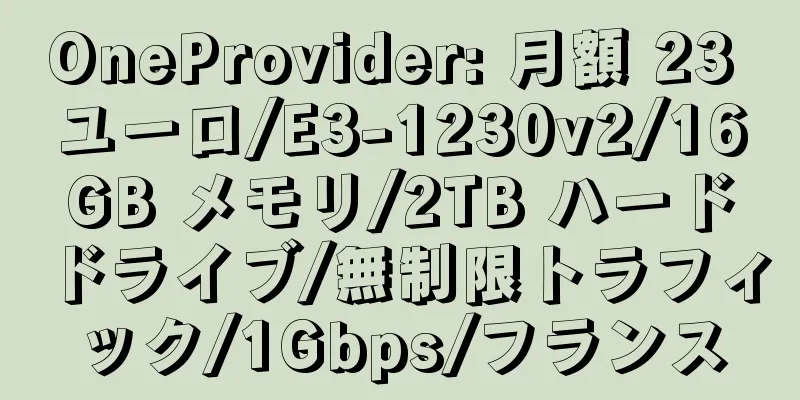 OneProvider: 月額 23 ユーロ/E3-1230v2/16GB メモリ/2TB ハードドライブ/無制限トラフィック/1Gbps/フランス