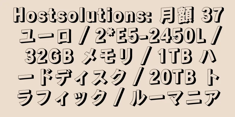 Hostsolutions: 月額 37 ユーロ / 2*E5-2450L / 32GB メモリ / 1TB ハードディスク / 20TB トラフィック / ルーマニア