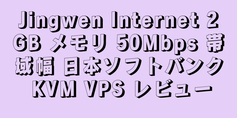 Jingwen Internet 2GB メモリ 50Mbps 帯域幅 日本ソフトバンク KVM VPS レビュー