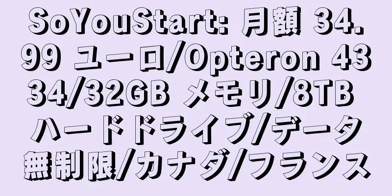 SoYouStart: 月額 34.99 ユーロ/Opteron 4334/32GB メモリ/8TB ハードドライブ/データ無制限/カナダ/フランス