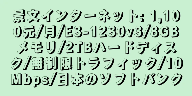 景文インターネット: 1,100元/月/E3-1230v3/8GBメモリ/2TBハードディスク/無制限トラフィック/10Mbps/日本のソフトバンク