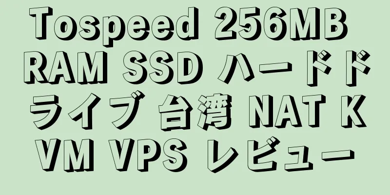 Tospeed 256MB RAM SSD ハードドライブ 台湾 NAT KVM VPS レビュー