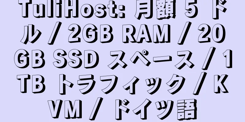 TuliHost: 月額 5 ドル / 2GB RAM / 20GB SSD スペース / 1TB トラフィック / KVM / ドイツ語