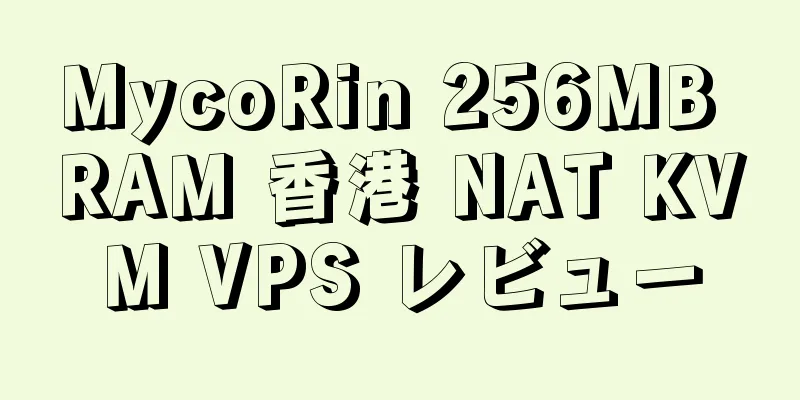 MycoRin 256MB RAM 香港 NAT KVM VPS レビュー