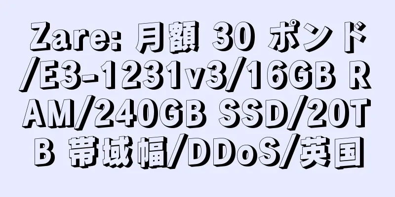 Zare: 月額 30 ポンド/E3-1231v3/16GB RAM/240GB SSD/20TB 帯域幅/DDoS/英国