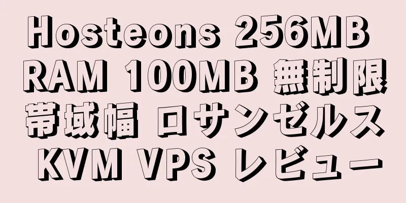 Hosteons 256MB RAM 100MB 無制限帯域幅 ロサンゼルス KVM VPS レビュー