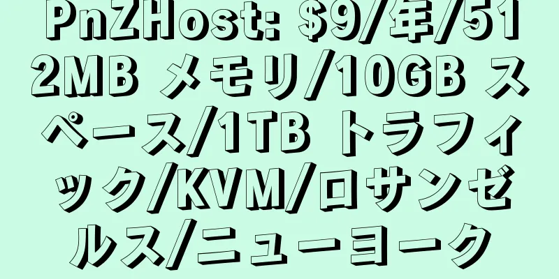 PnZHost: $9/年/512MB メモリ/10GB スペース/1TB トラフィック/KVM/ロサンゼルス/ニューヨーク