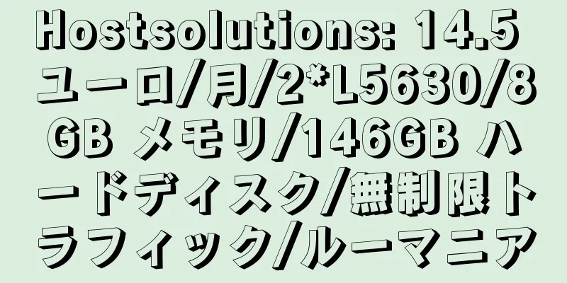 Hostsolutions: 14.5 ユーロ/月/2*L5630/8GB メモリ/146GB ハードディスク/無制限トラフィック/ルーマニア