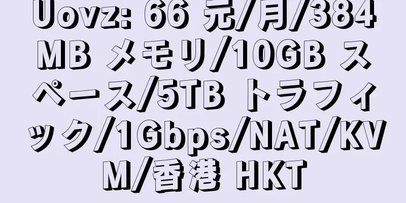 Uovz: 66 元/月/384MB メモリ/10GB スペース/5TB トラフィック/1Gbps/NAT/KVM/香港 HKT