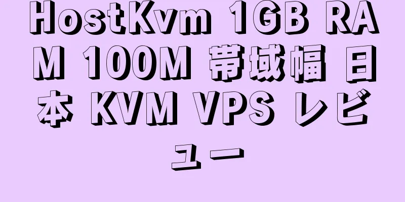 HostKvm 1GB RAM 100M 帯域幅 日本 KVM VPS レビュー