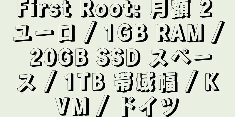 First Root: 月額 2 ユーロ / 1GB RAM / 20GB SSD スペース / 1TB 帯域幅 / KVM / ドイツ