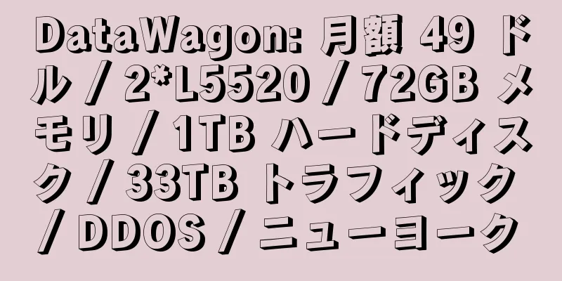 DataWagon: 月額 49 ドル / 2*L5520 / 72GB メモリ / 1TB ハードディスク / 33TB トラフィック / DDOS / ニューヨーク