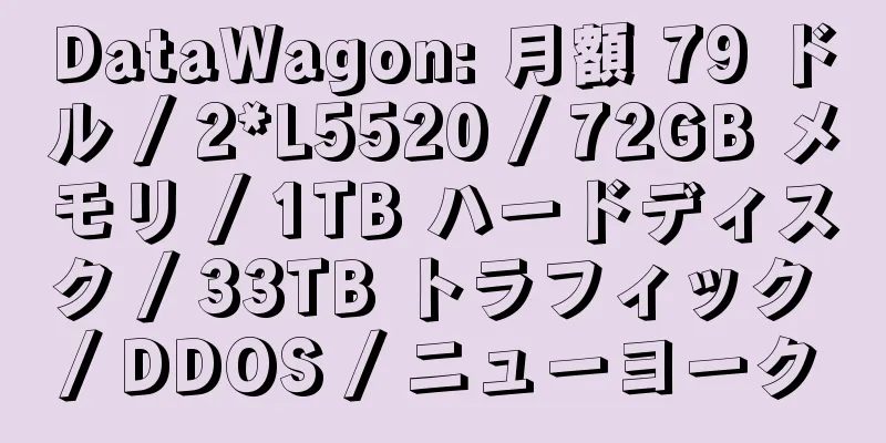 DataWagon: 月額 79 ドル / 2*L5520 / 72GB メモリ / 1TB ハードディスク / 33TB トラフィック / DDOS / ニューヨーク