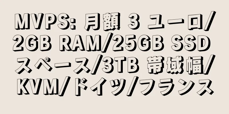 MVPS: 月額 3 ユーロ/2GB RAM/25GB SSD スペース/3TB 帯域幅/KVM/ドイツ/フランス