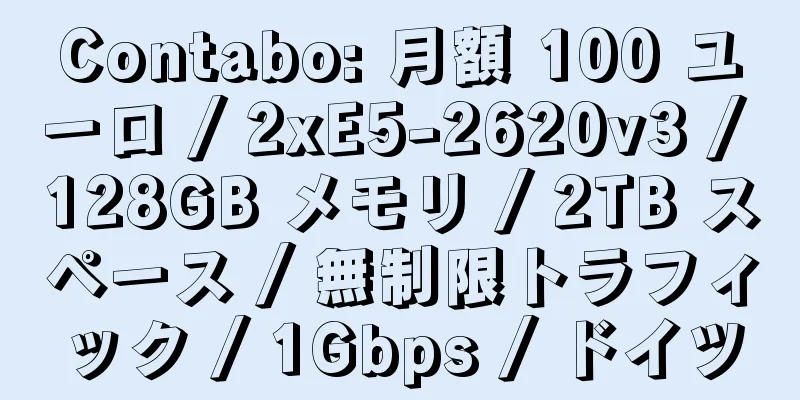 Contabo: 月額 100 ユーロ / 2xE5-2620v3 / 128GB メモリ / 2TB スペース / 無制限トラフィック / 1Gbps / ドイツ