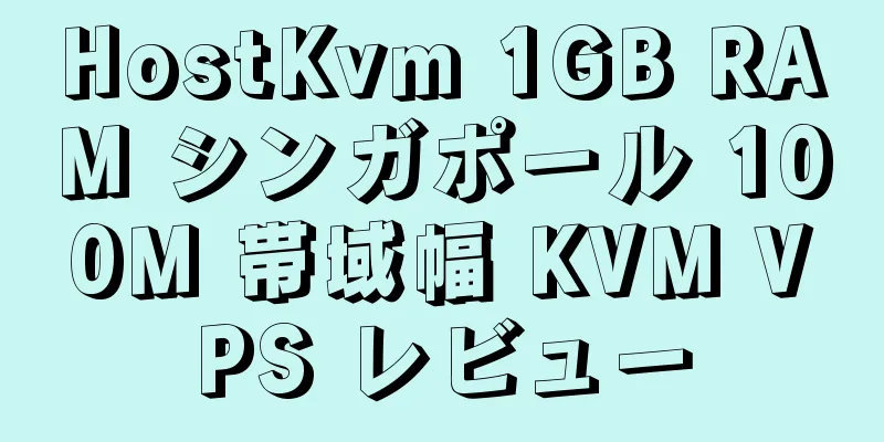 HostKvm 1GB RAM シンガポール 100M 帯域幅 KVM VPS レビュー