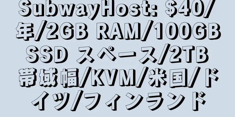 SubwayHost: $40/年/2GB RAM/100GB SSD スペース/2TB 帯域幅/KVM/米国/ドイツ/フィンランド