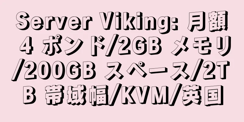 Server Viking: 月額 4 ポンド/2GB メモリ/200GB スペース/2TB 帯域幅/KVM/英国