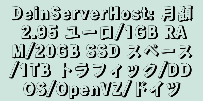 DeinServerHost: 月額 2.95 ユーロ/1GB RAM/20GB SSD スペース/1TB トラフィック/DDOS/OpenVZ/ドイツ