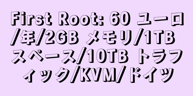 First Root: 60 ユーロ/年/2GB メモリ/1TB スペース/10TB トラフィック/KVM/ドイツ