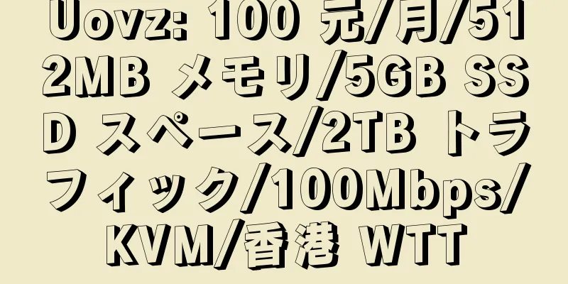 Uovz: 100 元/月/512MB メモリ/5GB SSD スペース/2TB トラフィック/100Mbps/KVM/香港 WTT