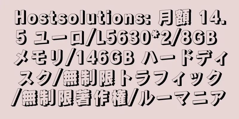 Hostsolutions: 月額 14.5 ユーロ/L5630*2/8GB メモリ/146GB ハードディスク/無制限トラフィック/無制限著作権/ルーマニア