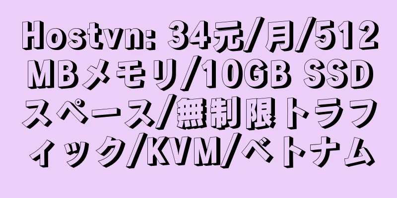 Hostvn: 34元/月/512MBメモリ/10GB SSDスペース/無制限トラフィック/KVM/ベトナム