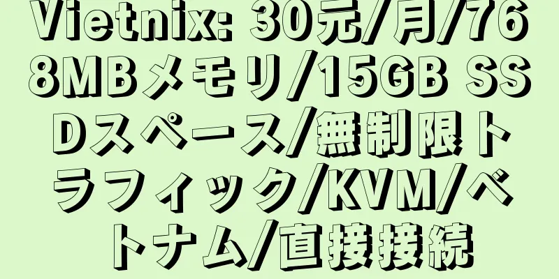 Vietnix: 30元/月/768MBメモリ/15GB SSDスペース/無制限トラフィック/KVM/ベトナム/直接接続