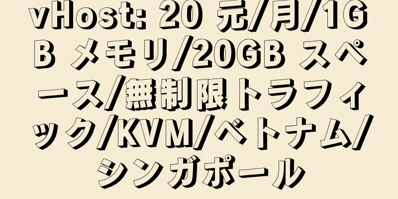 vHost: 20 元/月/1GB メモリ/20GB スペース/無制限トラフィック/KVM/ベトナム/シンガポール