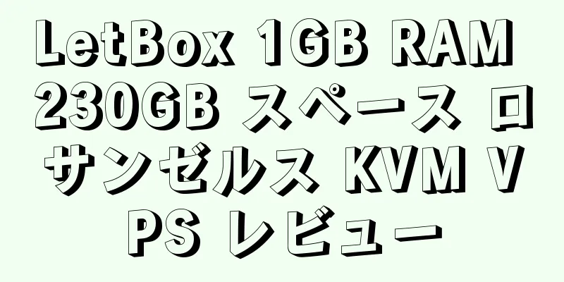 LetBox 1GB RAM 230GB スペース ロサンゼルス KVM VPS レビュー