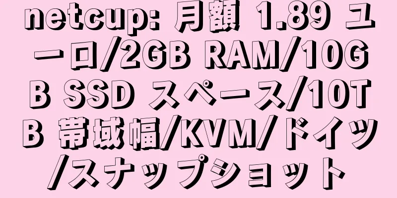 netcup: 月額 1.89 ユーロ/2GB RAM/10GB SSD スペース/10TB 帯域幅/KVM/ドイツ/スナップショット