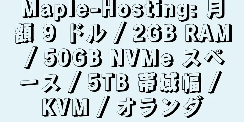 Maple-Hosting: 月額 9 ドル / 2GB RAM / 50GB NVMe スペース / 5TB 帯域幅 / KVM / オランダ