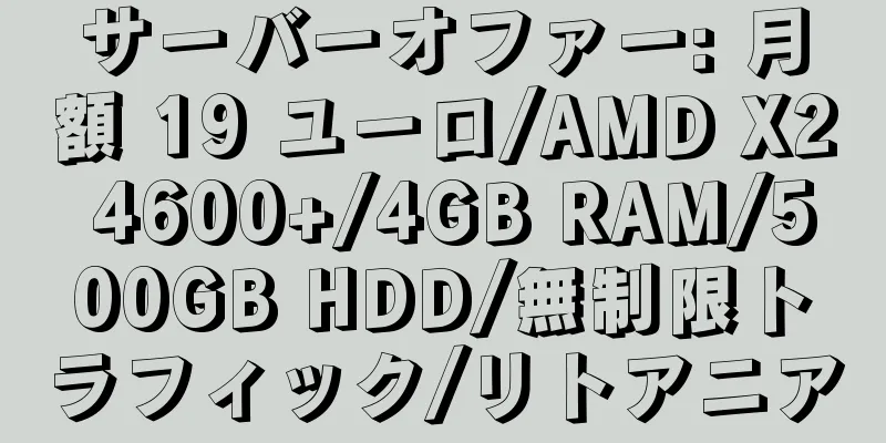 サーバーオファー: 月額 19 ユーロ/AMD X2 4600+/4GB RAM/500GB HDD/無制限トラフィック/リトアニア