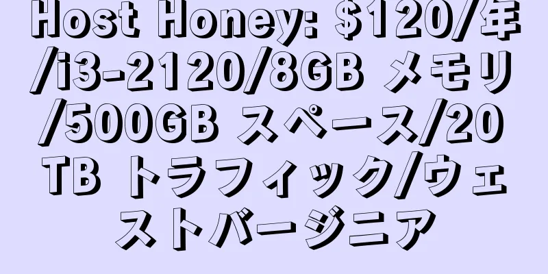 Host Honey: $120/年/i3-2120/8GB メモリ/500GB スペース/20TB トラフィック/ウェストバージニア