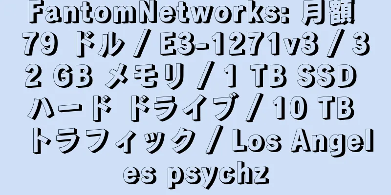 FantomNetworks: 月額 79 ドル / E3-1271v3 / 32 GB メモリ / 1 TB SSD ハード ドライブ / 10 TB トラフィック / Los Angeles psychz