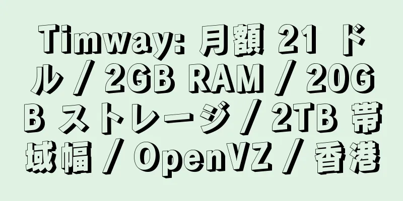 Timway: 月額 21 ドル / 2GB RAM / 20GB ストレージ / 2TB 帯域幅 / OpenVZ / 香港