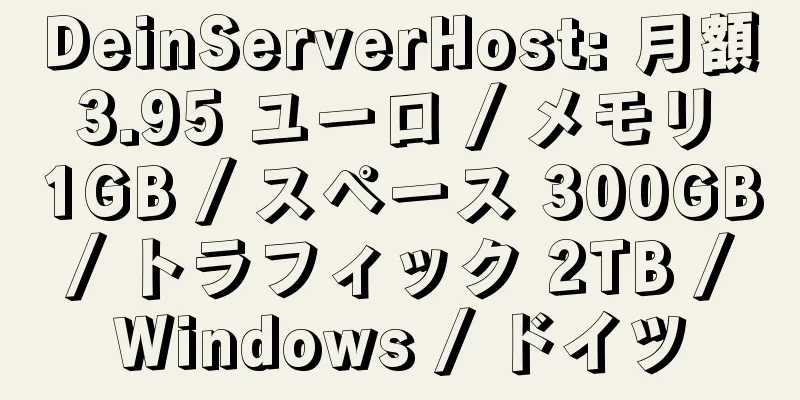 DeinServerHost: 月額 3.95 ユーロ / メモリ 1GB / スペース 300GB / トラフィック 2TB / Windows / ドイツ