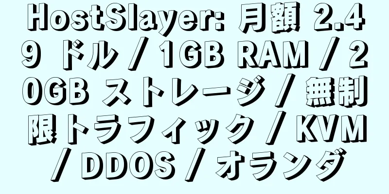 HostSlayer: 月額 2.49 ドル / 1GB RAM / 20GB ストレージ / 無制限トラフィック / KVM / DDOS / オランダ