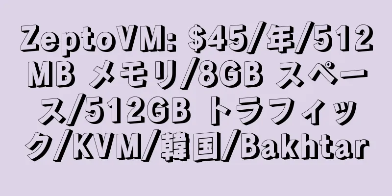 ZeptoVM: $45/年/512MB メモリ/8GB スペース/512GB トラフィック/KVM/韓国/Bakhtar